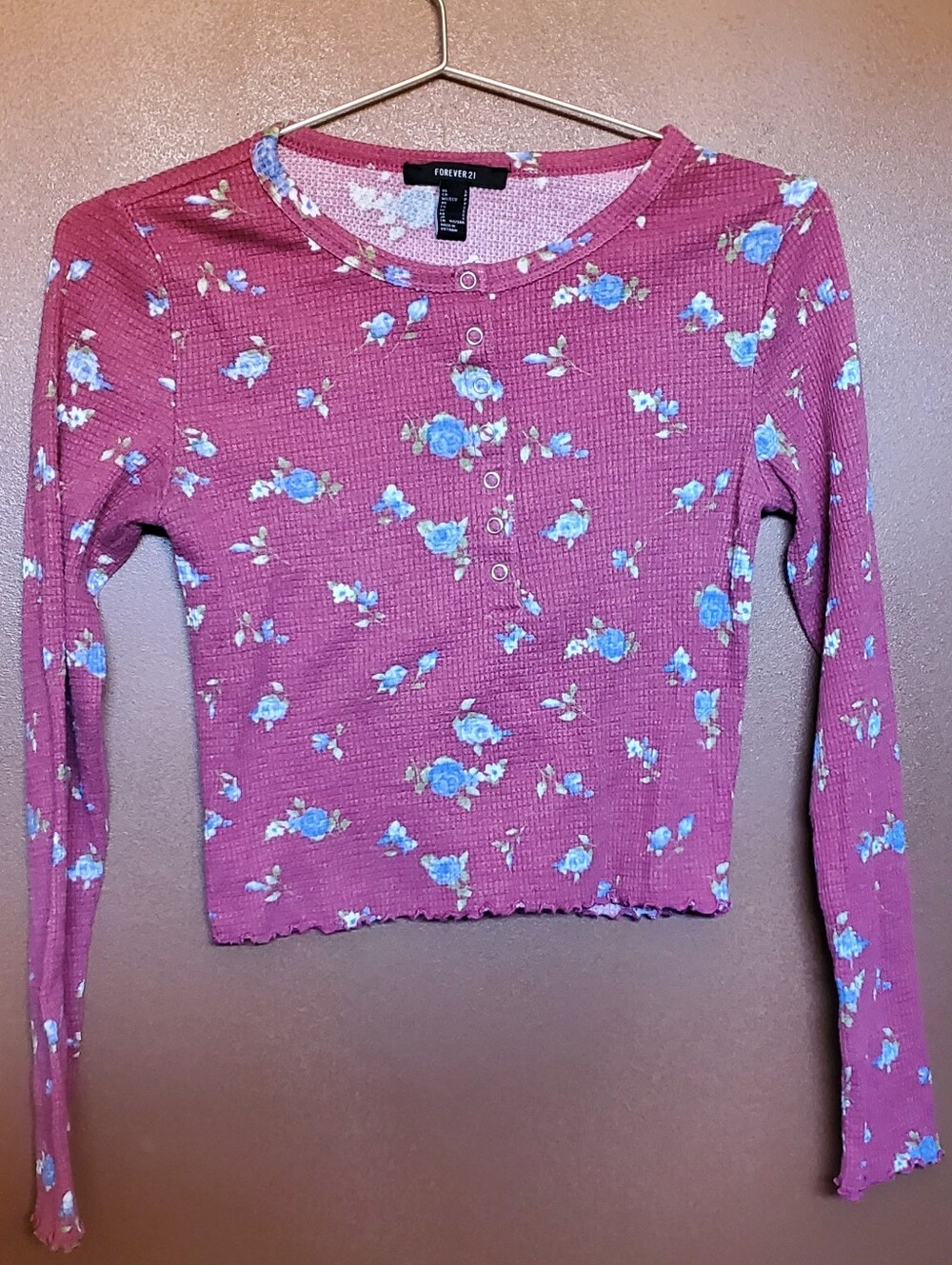Forever 21 Burgundy Floral Crop Top